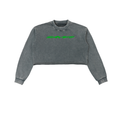 Saveo Snow Washed Raw Edge Cropped Sweatshirt