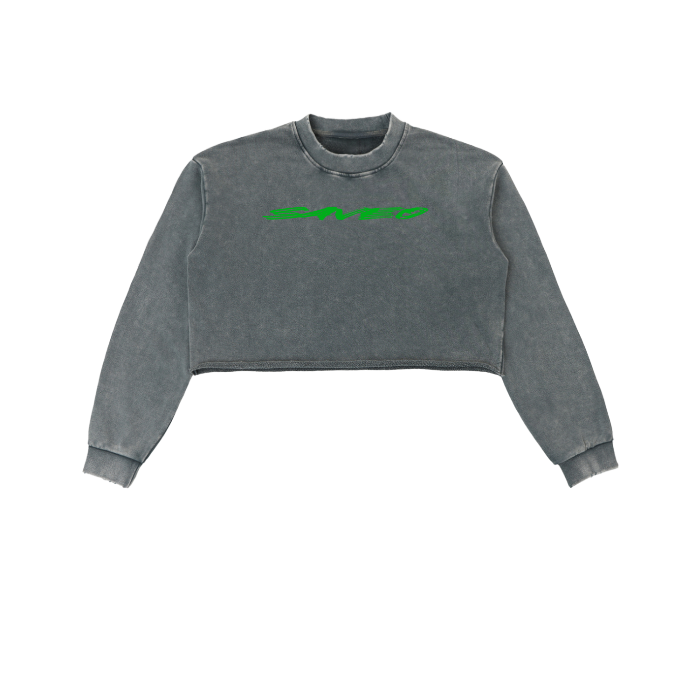 Saveo Snow Washed Raw Edge Cropped Sweatshirt